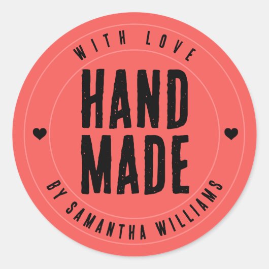 手作りの愛を込めて オーダーメイド コーラルピンク アーティザン ラウンドシール (正面)