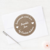 手作りの愛を込めて | ジャム缶詰めラベル クラフト紙ハート ラウンドシール (封筒)