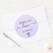 手作りの愛タイポグラフィミニマリスト紫 ラウンドシール (封筒)