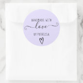 手作りの愛タイポグラフィミニマリスト紫 ラウンドシール (バッグ)