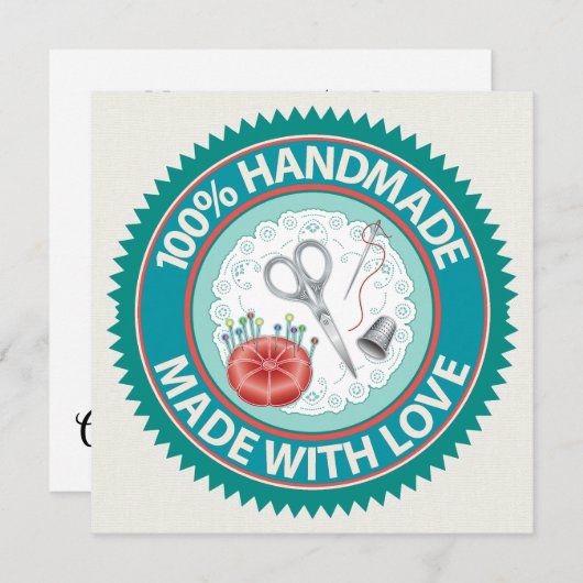 手作りの愛情あふれるフラットカード 招待状 (正面/裏面)