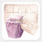 手作りの愛情 黒スイカのジャムラベル 名前 スクエアシール (正面)