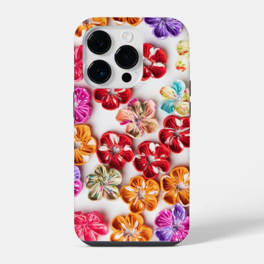 手作りの春の刺繍布花 多色 iPhoneケース (裏面)