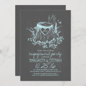 手作りの木のハートの木のエンゲージメントパーティーの招待状 招待状 (正面/裏面)