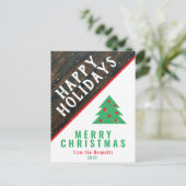 手作りの木製クリスマスツリー 赤い名前 クリスマス (スタンド正面)