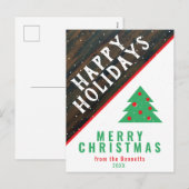 手作りの木製クリスマスツリー 赤い名前 クリスマス (正面/裏面)