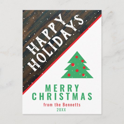 手作りの木製クリスマスツリー 赤い名前 クリスマス (正面)