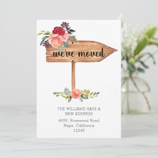 手作りの木製看板 お引越しのお知らせ (スタンド正面)