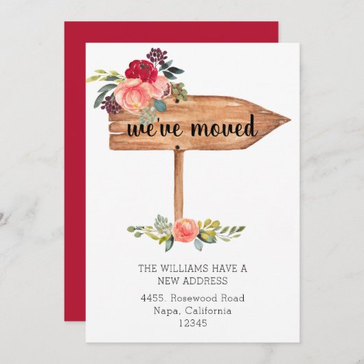 手作りの木製看板 お引越しのお知らせ (正面/裏面)