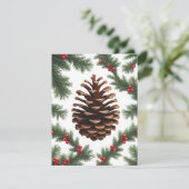 手作りの松ぼっくり フラット ホリデー カード – ファームハウス風クリスマス (スタンド正面)