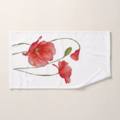 手作りの水彩ポピーデザイン ハンドタオル (ハンドタオル)