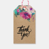 手作りの水色ピンクの花クラフト紙 ギフトタグ (裏面)