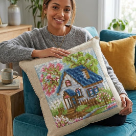 手作りの温もりを感じる モザイク コテージ アート サラサラとした感触のスロー ピロー