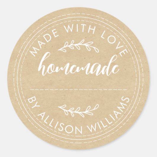 手作りの焼き菓子やジャム缶ラベル クラフト紙 ラウンドシール (正面)