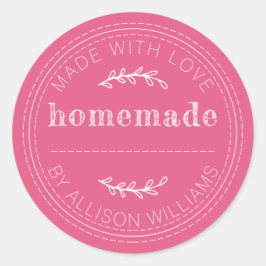 手作りの焼き菓子やジャム缶ラベル ホットピンク ラウンドシール