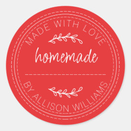 手作りの焼き菓子やジャム缶ラベル 真っ赤 ラウンドシール