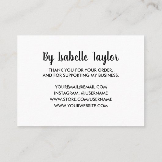 手作りの白黒シンプルヴィンテージ 名刺 (裏面)