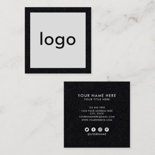 手作りの素朴なブラッククラフト紙を追加 スクエア名刺 (正面/裏面)