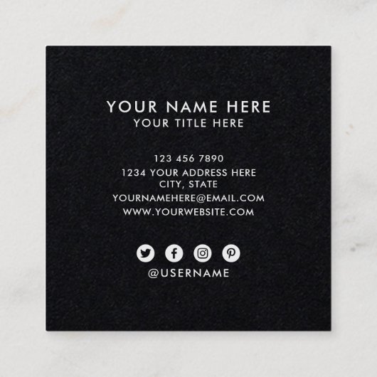 手作りの素朴なブラッククラフト紙を追加 スクエア名刺 (裏面)