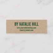 手作りの素朴なヴィンテージ花名刺 スキニー名刺 (裏面)