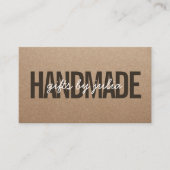 手作りの素朴な茶色のクラフトヴィンテージホワイトスクリプト 名刺 (正面)