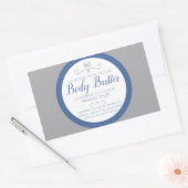 手作りの美容成分ラベル 銀灰青ラベル 長方形シール (封筒)