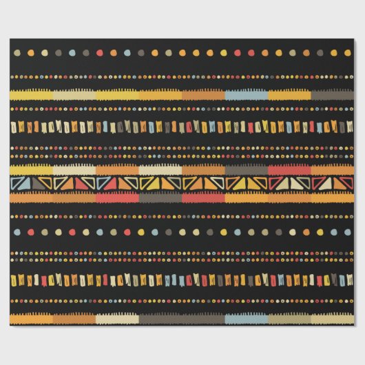 手作りの色ストライプの色鮮やかな部族シームレスpa ラッピングペーパー (フラット)