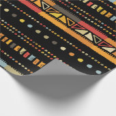 手作りの色ストライプの色鮮やかな部族シームレスpa ラッピングペーパー (角)