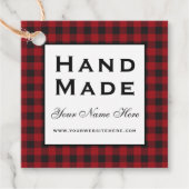 手作りの赤いプレイドクラフト製品ラベル フェイバータグ (正面)