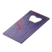 手作りの青いタイ産絹、赤糸 クレジットカード栓抜き (裏面アングル)