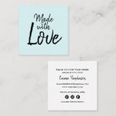 手作りの青いミニマリストソモダンーシャルメディア スクエア名刺 (正面/裏面)