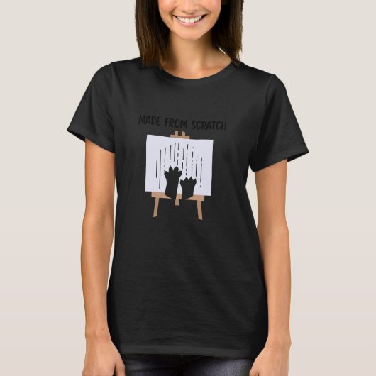 手作りの面白い猫の肖像画 Tシャツ (正面)