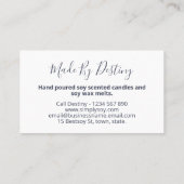 手作りの香りのするろうそくと豆ろうが溶ける 名刺 (裏面)