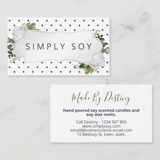 手作りの香りのするろうそくと豆ろうが溶ける 名刺 (正面/裏面)