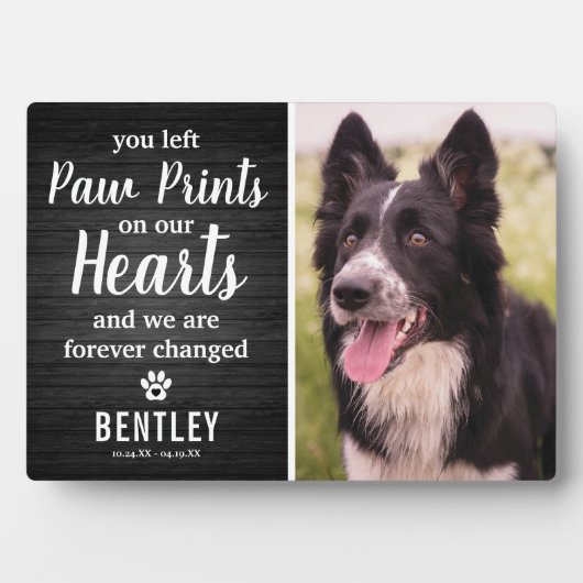 手作りの黒い木のペットメモリアル | 写真の思い出 フォトプラーク (正面)