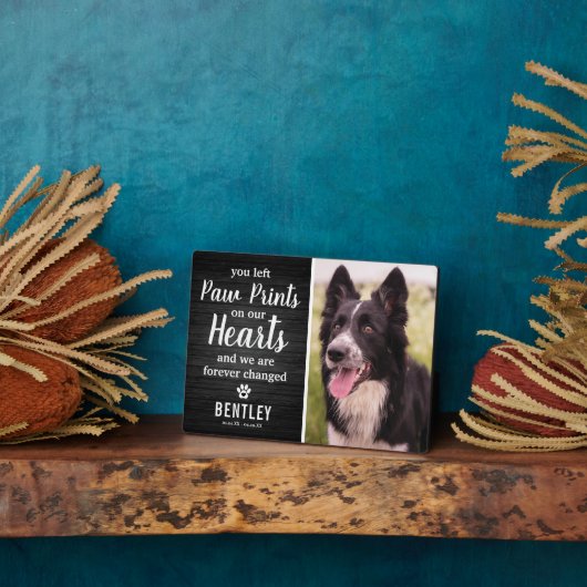 手作りの黒い木のペットメモリアル | 写真の思い出 フォトプラーク (側面)