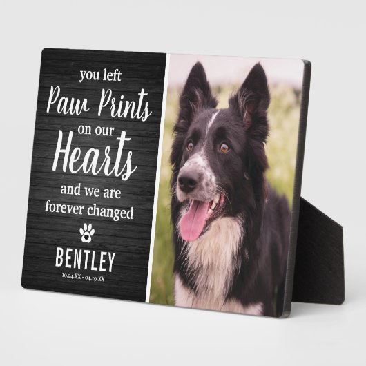 手作りの黒い木のペットメモリアル | 写真の思い出 フォトプラーク (側面)