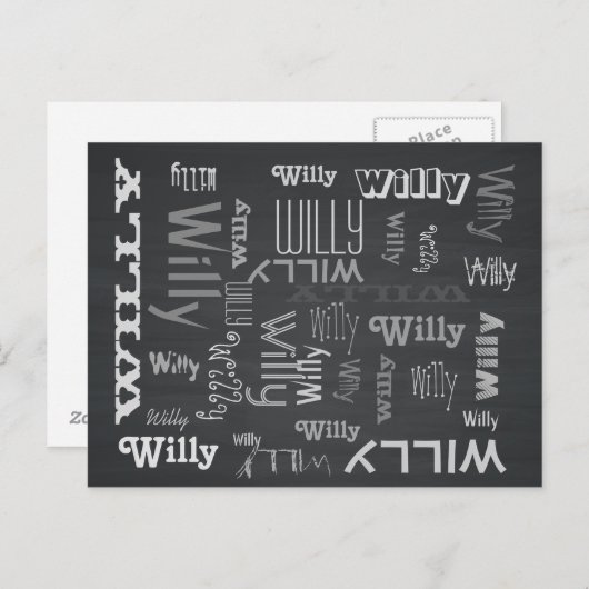 手作りの黒板ネームプレートコラージュ ポストカード (正面/裏面)