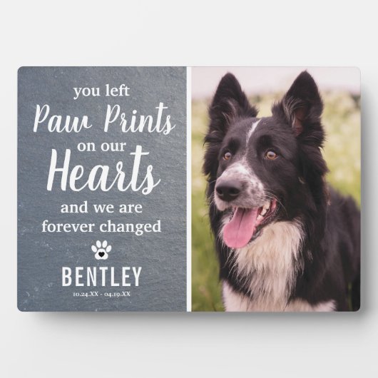 手作りの slate 石のペットメモリアル | 写真の思い出 フォトプラーク (正面)