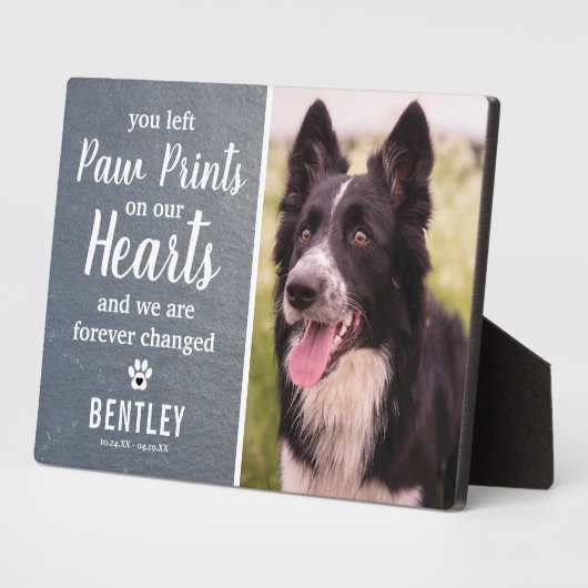 手作りの slate 石のペットメモリアル | 写真の思い出 フォトプラーク (側面)