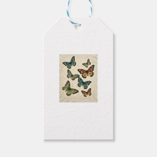 手作りのTを持つ蝶のティー ギフトタグ (正面)