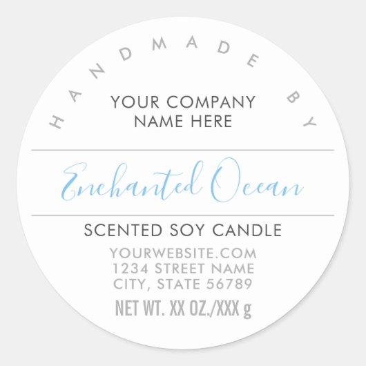 手作りろうそく又は石鹸ターコイズ製品ラベル ラウンドシール (正面)