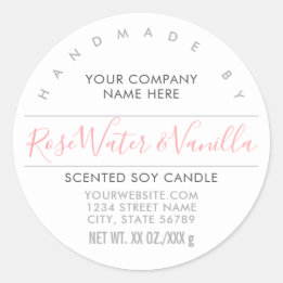 手作りろうそく又は石鹸バラピンク製品ラベル ラウンドシール