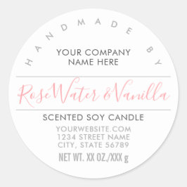手作りろうそく又は石鹸バラピンク製品ラベル ラウンドシール
