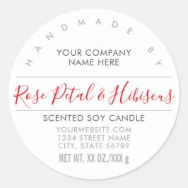手作りろうそく又は石鹸バラ赤い製品ラベル ラウンドシール