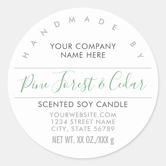 手作りろうそく又は石鹸林グリーン製品ラベル ラウンドシール (正面)