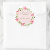 手作りアイテムラベルリース&ライトピンクステッカー ラウンドシール (バッグ)