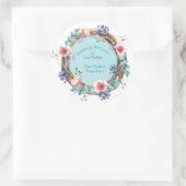 手作りアイテムラベル素朴つる植物リース&アクアブルー ラウンドシール (バッグ)