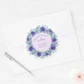 手作りアイテムラベル素朴アクアリース&パープル ラウンドシール (封筒)