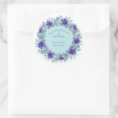 手作りアイテムラベル素朴パープルリース&アクア ラウンドシール (バッグ)